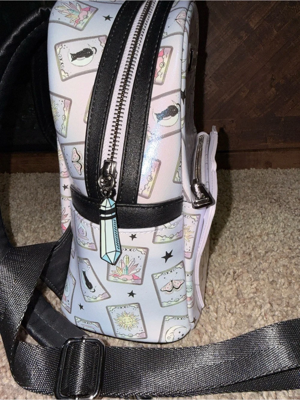 Rare Loungefly Pastel Pink Tarot Card Mini Backpack with Black Accents